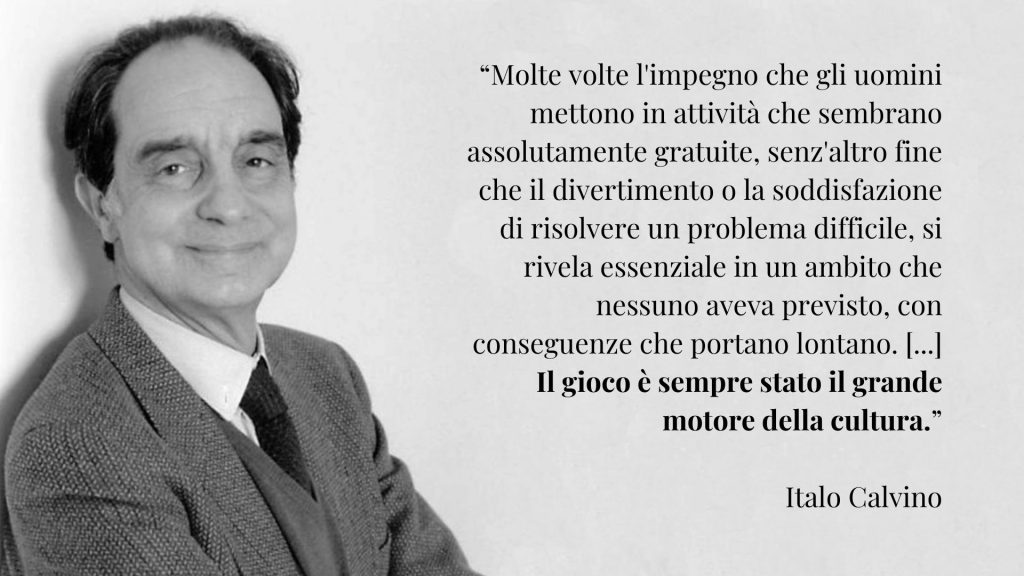 Play Modena 2023: un omaggio a Calvino, di cui si riporta la frase: "Il gioco è sempre stato il grande motore della cultura"